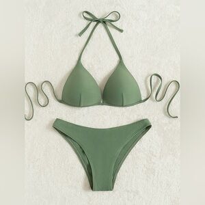 Women's Summer 2 Piece Halter Bikini Swimsuit Set Push Up Bathing Suits NWOT